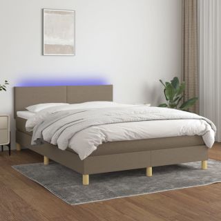 kontinentaalvoodi madrats ja LED, pruunikas, 140x190 cm, kangas