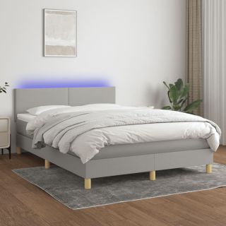 kontinentaalvoodi madrats ja LED, helehall, 140x200 cm, kangas
