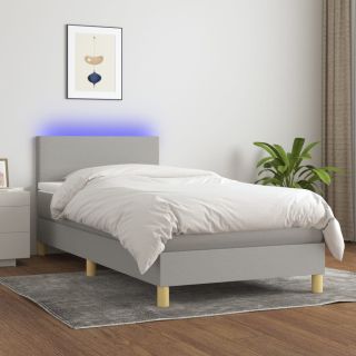 матрас для континентальной кровати и светодиоды, светло-серый, 100x200 см, ткань