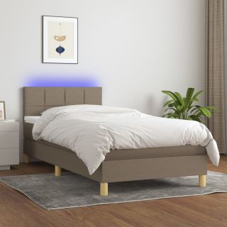 kontinentaalvoodi madrats ja LED, pruunikas, 90x190 cm, kangas