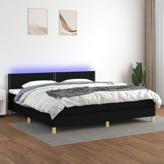 kontinentaalvoodi madrats ja LED, must, 200x200 cm, kangas
