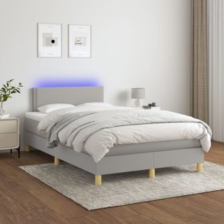матрас для континентальной кровати и светодиоды, светло-серый, 120x200 см, ткань