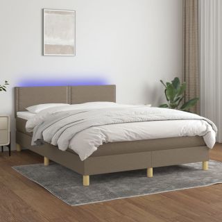 kontinentaalvoodi madrats ja LED, pruunikas, 140x190 cm, kangas