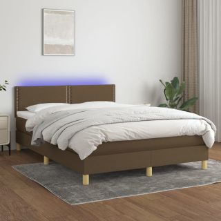 kontinentaalvoodi madrats ja LED, tumepruun, 140x190 cm, kangas