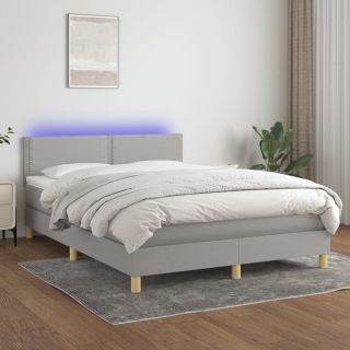 матрас для континентальной кровати и светодиоды, светло-серый, 140x200 см, ткань
