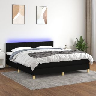 kontinentaalvoodi madrats ja LED, must, 160x200 cm, kangas