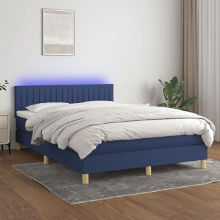 kontinentaalvoodi madrats ja LED, sinine, 140x190 cm, kangas