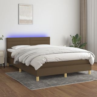 kontinentaalvoodi madrats ja LED, tumepruun, 140x190 cm, kangas