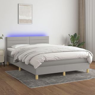 kontinentaalvoodi madrats ja LED, helehall, 140x200 cm, kangas