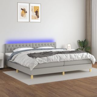 матрас для континентальной кровати и светодиоды, светло-серый, 200x200 см, ткань