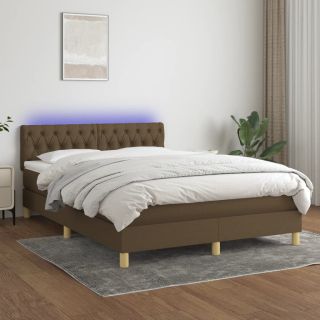 kontinentaalvoodi madrats ja LED, tumepruun, 140x190 cm, kangas