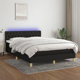kontinentaalvoodi madrats ja LED, must, 140x200 cm, kangas