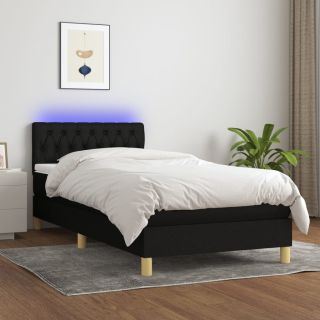 kontinentaalvoodi madrats ja LED, must, 100x200 cm, kangas