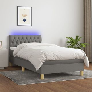 kontinentaalvoodi madrats ja LED, tumehall, 100x200 cm, kangas