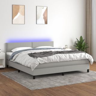kontinentaalvoodi madrats ja LED, helehall, 160x200 cm, kangas