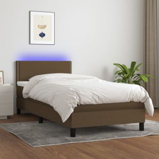kontinentaalvoodi madrats ja LED, tumepruun, 100x200 cm, kangas