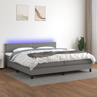 kontinentaalvoodi madrats ja LED, tumehall, 200x200 cm, kangas