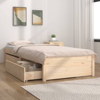 каркас кровати с ящиками, серый, 90 х 200 см