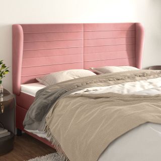 voodipeats servadega, roosa, 203x23x118/128 cm, samet