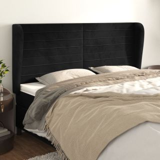voodipeats servadega, must, 203x23x118/128 cm, samet