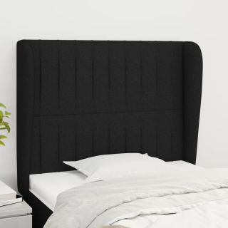 изголовье с бортиками, черное, 93x23x118/128 см, ткань