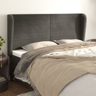 voodipeats servadega, tumehall, 163x23x118/128 cm, samet
