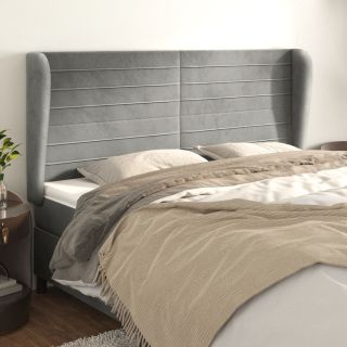 voodipeats servadega, helehall, 183x23x118/128 cm, samet