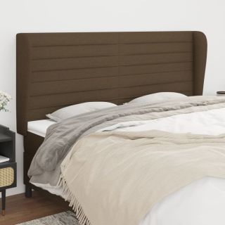 Изголовье с бортиками, темно-коричневое, 203x23x118/128 см, ткань