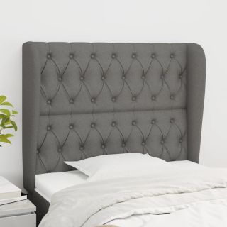 Изголовье с бортиками, темно-серое, 93x23x118/128 см, ткань