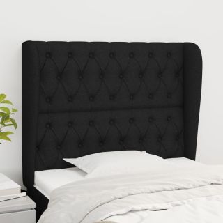 изголовье с бортиками, черное, 93x23x118/128 см, ткань