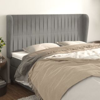voodipeats servadega, helehall, 183x23x118/128 cm, samet