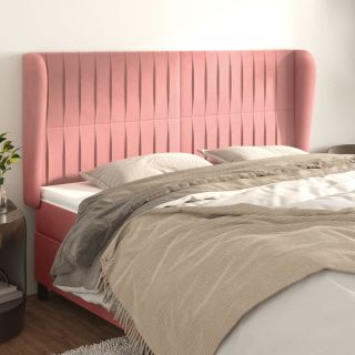 voodipeats servadega, roosa, 183x23x118/128 cm, samet
