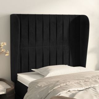 voodipeats servadega, must, 93x23x118/128 cm, samet