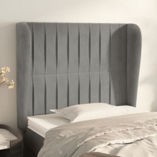 voodipeats servadega, helehall, 103x23x118/128 cm, samet