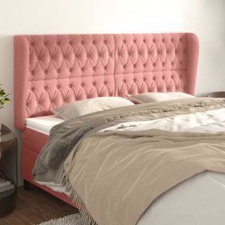 voodipeats servadega, roosa, 203x23x118/128 cm, samet