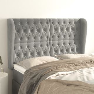 voodipeats servadega, helehall, 163x23x118/128 cm, samet