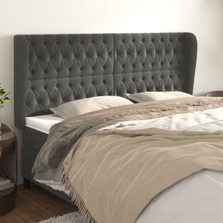 voodipeats servadega, tumehall, 203x23x118/128 cm, samet