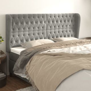 voodipeats servadega, helehall, 203x23x118/128 cm, samet