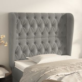 voodipeats servadega, helehall, 93x23x118/128 cm, samet