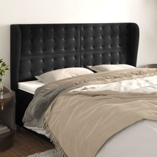 voodipeats servadega, must, 183x23x118/128 cm, samet