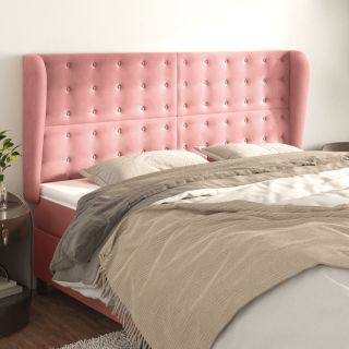 voodipeats servadega, roosa, 183x23x118/128 cm, samet
