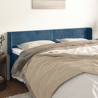 voodipeats servadega, tumesinine, 163x16x78/88 cm, samet