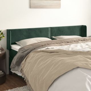 Изголовье с бортиками, темно-зеленое, 203x16x78/88 см, бархат