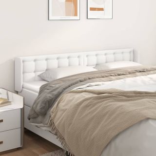 изголовье с бортиками, белое, 203x16x78/88 см, искусственная кожа