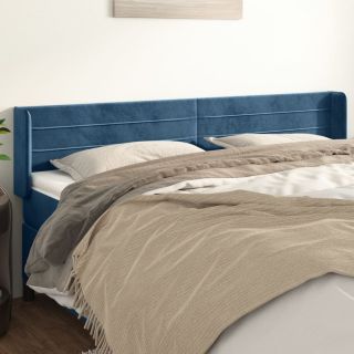 voodipeats servadega, tumesinine, 163x16x78/88 cm, samet