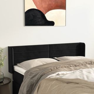 voodipeats servadega, must, 147x16x78/88 cm, samet