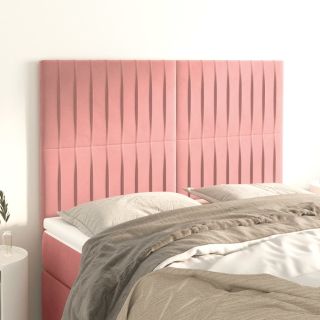 изголовья 4 шт., розовые, 72x5x78/88 см, бархат