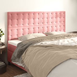 voodipeatsid 4 tk, roosa, 100x5x78/88 cm, samet