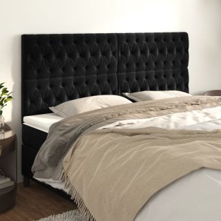 voodipeatsid 4 tk, must, 100x7x78/88 cm, samet