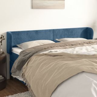 voodipeats servadega, tumesinine, 163x23x78/88 cm, samet